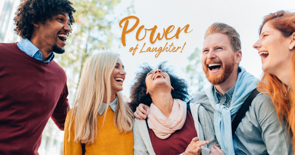 The image visually represents the concept of laughter, making it easier for readers to understand and connect with the idea that laughter can enhance mood.